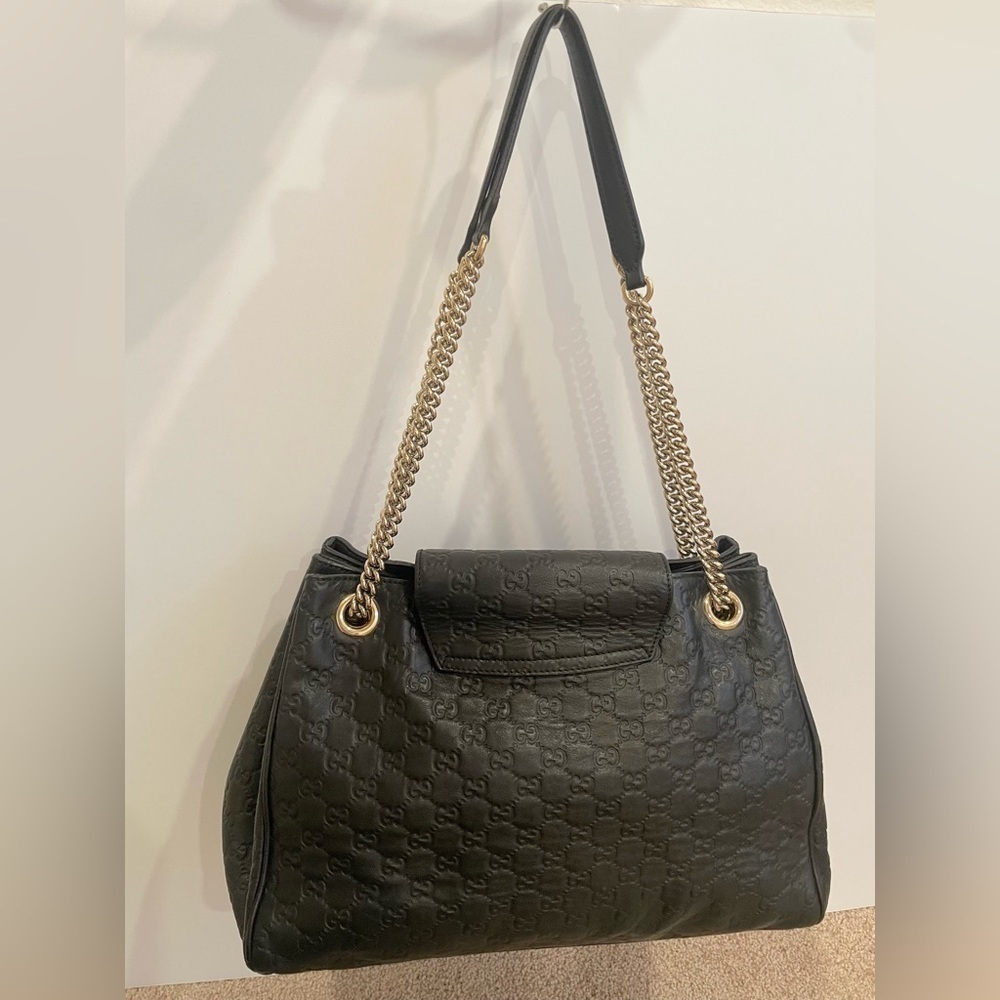 Gucci Black Leather Emily Medium Guccissima Shoulder Bag - Picture 15 of 15
